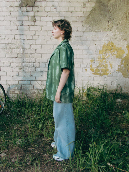 Gyotaku Button Shirt (Green)